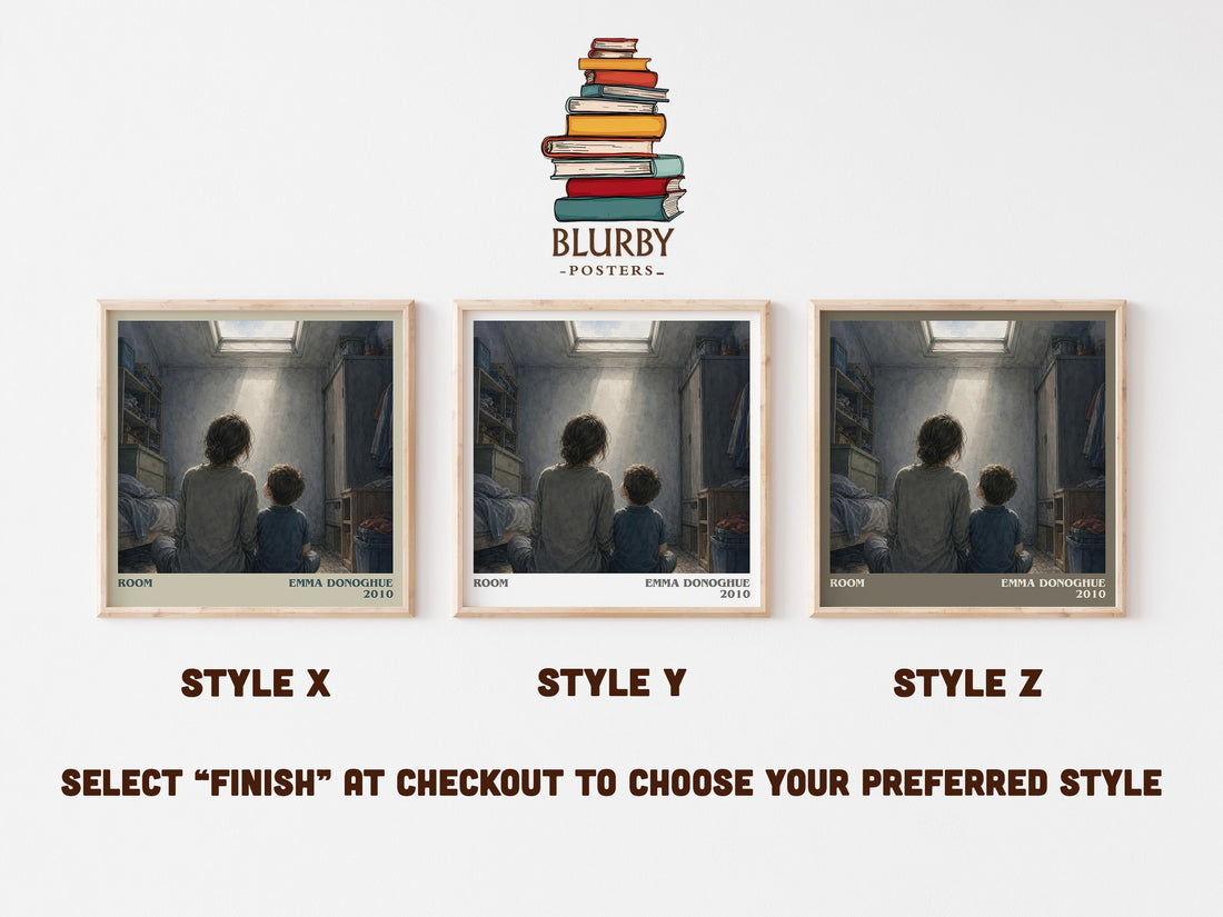 Room literary print in frame leaning in hallway – contemporary fiction wall art (mockup)