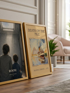 Room watercolour print framed by window – literary home decor