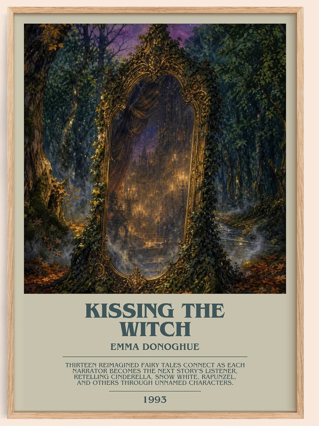 Kissing the Witch bookish book poster by Emma Donoghue – framed literary art print