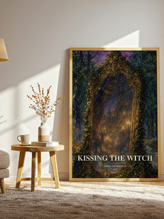 Kissing the Witch watercolour print in frame leaning in hallway – literary fiction wall art