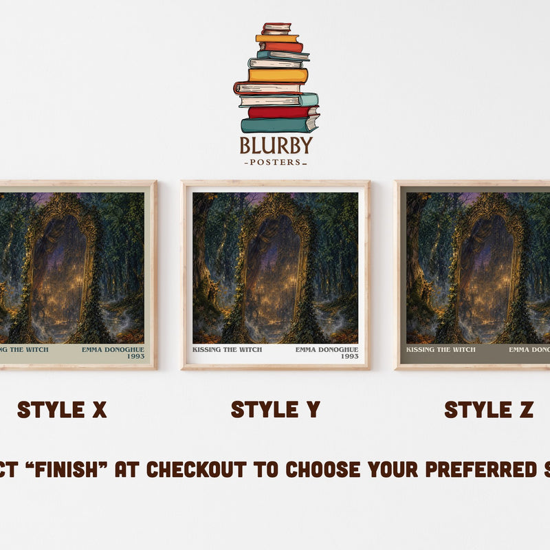 Kissing the Witch literary print in frame leaning in hallway – literary fiction wall art