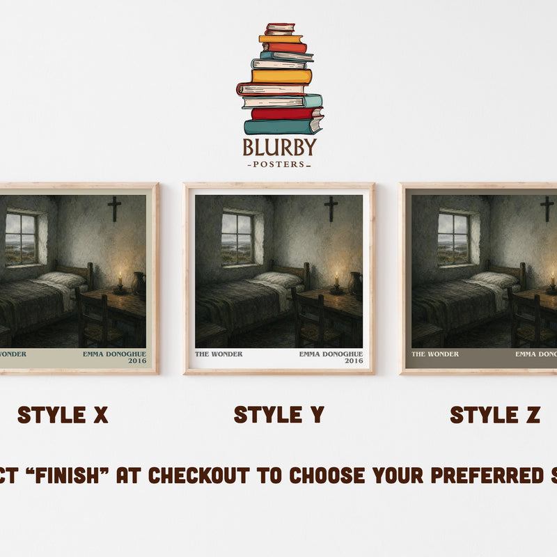 The Wonder literary print in frame leaning in hallway – historical fiction wall art