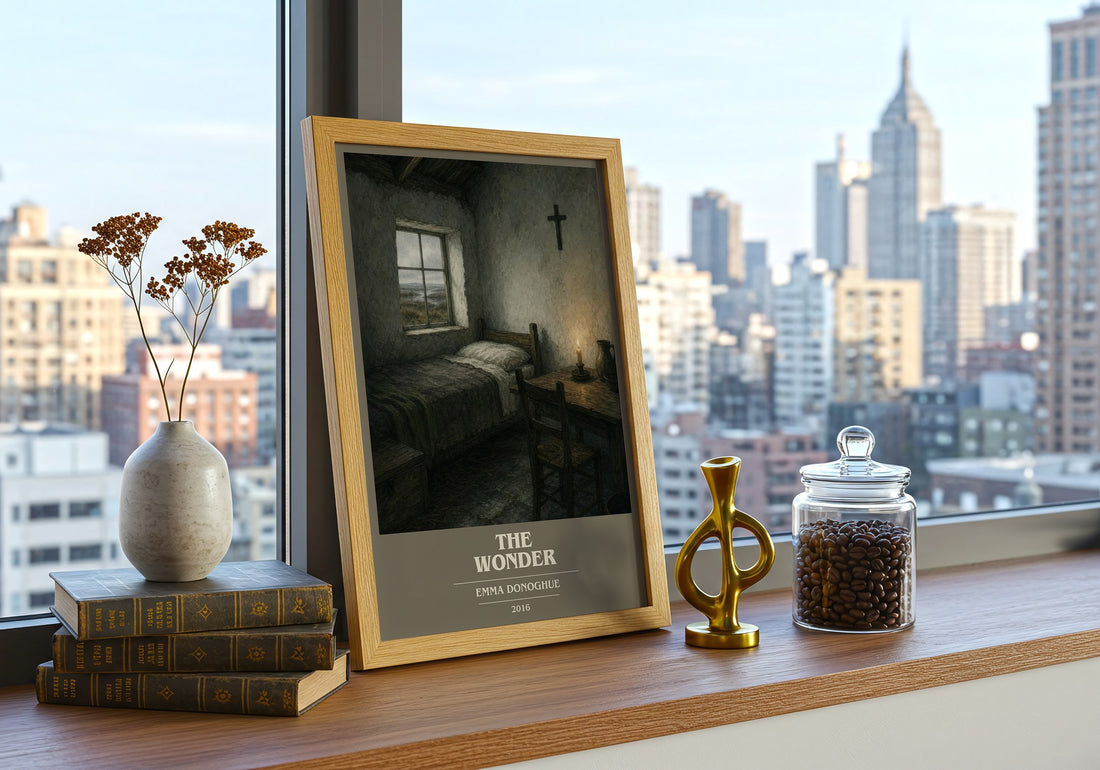 The Wonder book cover print framed by window – literary home decor