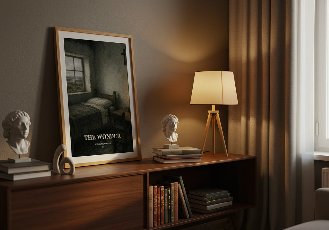 The Wonder watercolour print on bookshelf – Emma Donoghue fan gift
