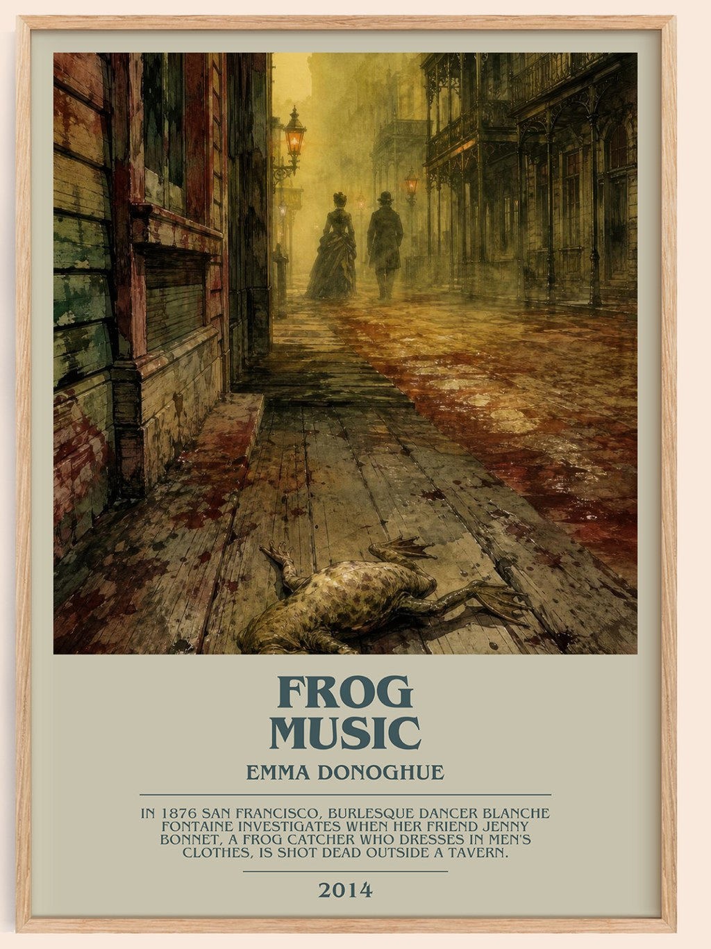Frog music bookish book poster by Emma Donoghue – framed literary art print