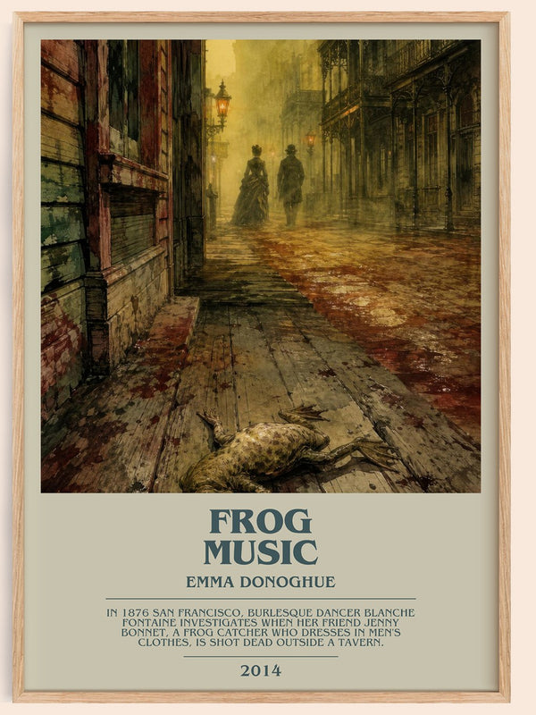 Frog music bookish book poster by Emma Donoghue – framed literary art print