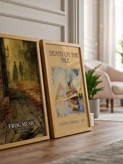 Frog music watercolour print framed by window – literary home decor