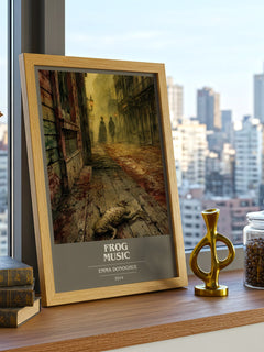 Frog music book cover print framed by window – literary home decor