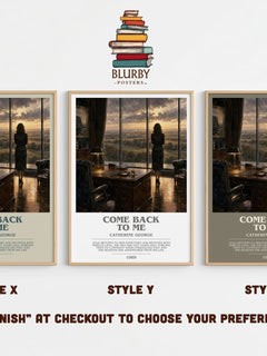 Come Back To Me bookish print in frame leaning in hallway – romance wall art