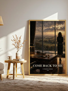 Come Back To Me watercolour print in frame leaning in hallway – romance wall art
