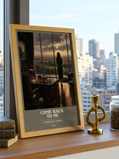 Come Back To Me book cover print framed by window – literary home decor