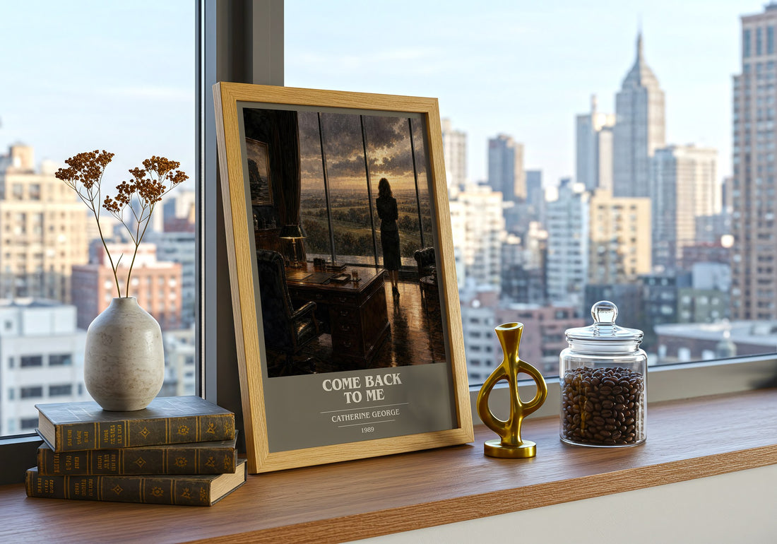 Come Back To Me book cover print framed by window – literary home decor