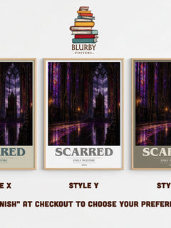 Scarred book cover print in frame leaning in hallway – romance wall art