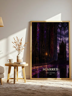 Scarred watercolour print in frame leaning in hallway – romance wall art