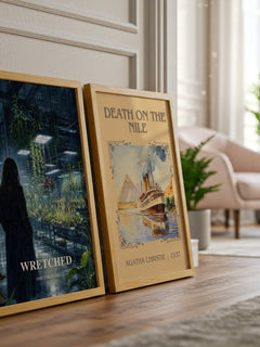Wretched watercolour print framed by window – literary home decor