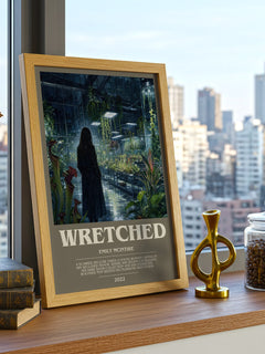 Wretched bookish print framed by window – literary home decor