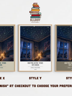 Beneath the Stars book cover print in frame leaning in hallway – romance wall art