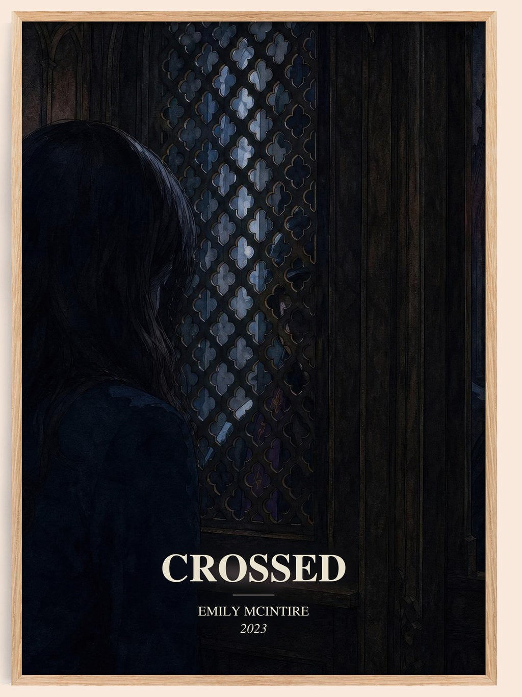 Crossed watercolour book poster by Emily McIntire – framed literary art print