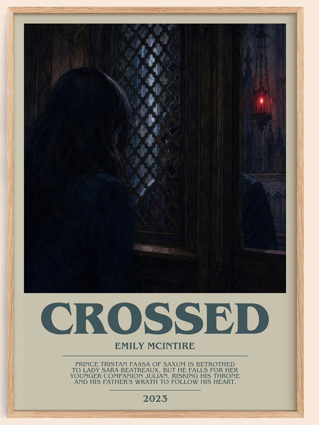 Crossed bookish book poster by Emily McIntire – framed literary art print