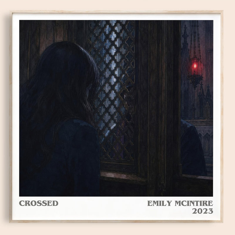 Crossed literary book poster by Emily McIntire – framed literary art print