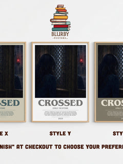 Crossed bookish print in frame leaning in hallway – fantasy wall art