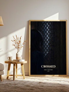 Crossed watercolour print in frame leaning in hallway – fantasy wall art
