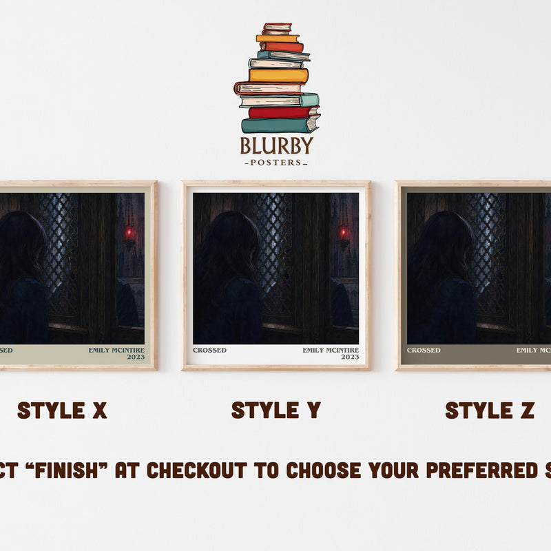 Crossed literary print in frame leaning in hallway – fantasy wall art