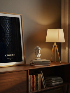 Crossed watercolour print on bookshelf – Emily McIntire fan gift