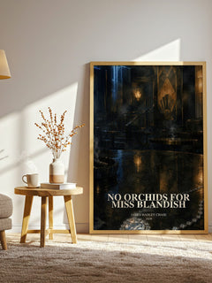 No Orchids for Miss Blandish watercolour print in frame leaning in hallway – crime wall art