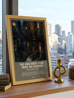 No Orchids for Miss Blandish bookish print framed by window – literary home decor