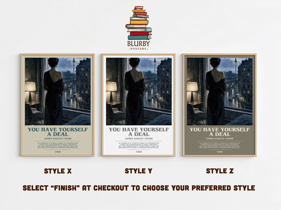 You have yourself a deal bookish print in frame leaning in hallway – crime wall art (mockup)