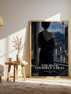 You have yourself a deal watercolour print in frame leaning in hallway – crime wall art
