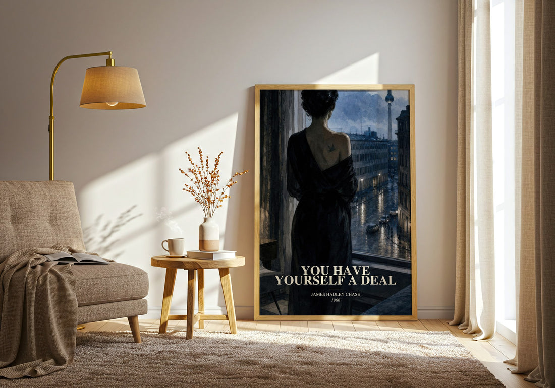 You have yourself a deal watercolour print in frame leaning in hallway – crime wall art