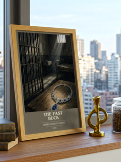 The Fast Buck book cover print framed by window – literary home decor