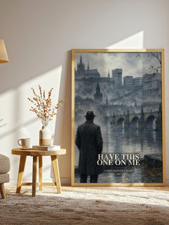 Have this one on me watercolour print in frame leaning in hallway – crime wall art