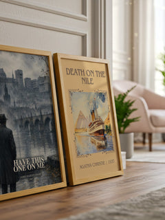 Have this one on me watercolour print framed by window – literary home decor