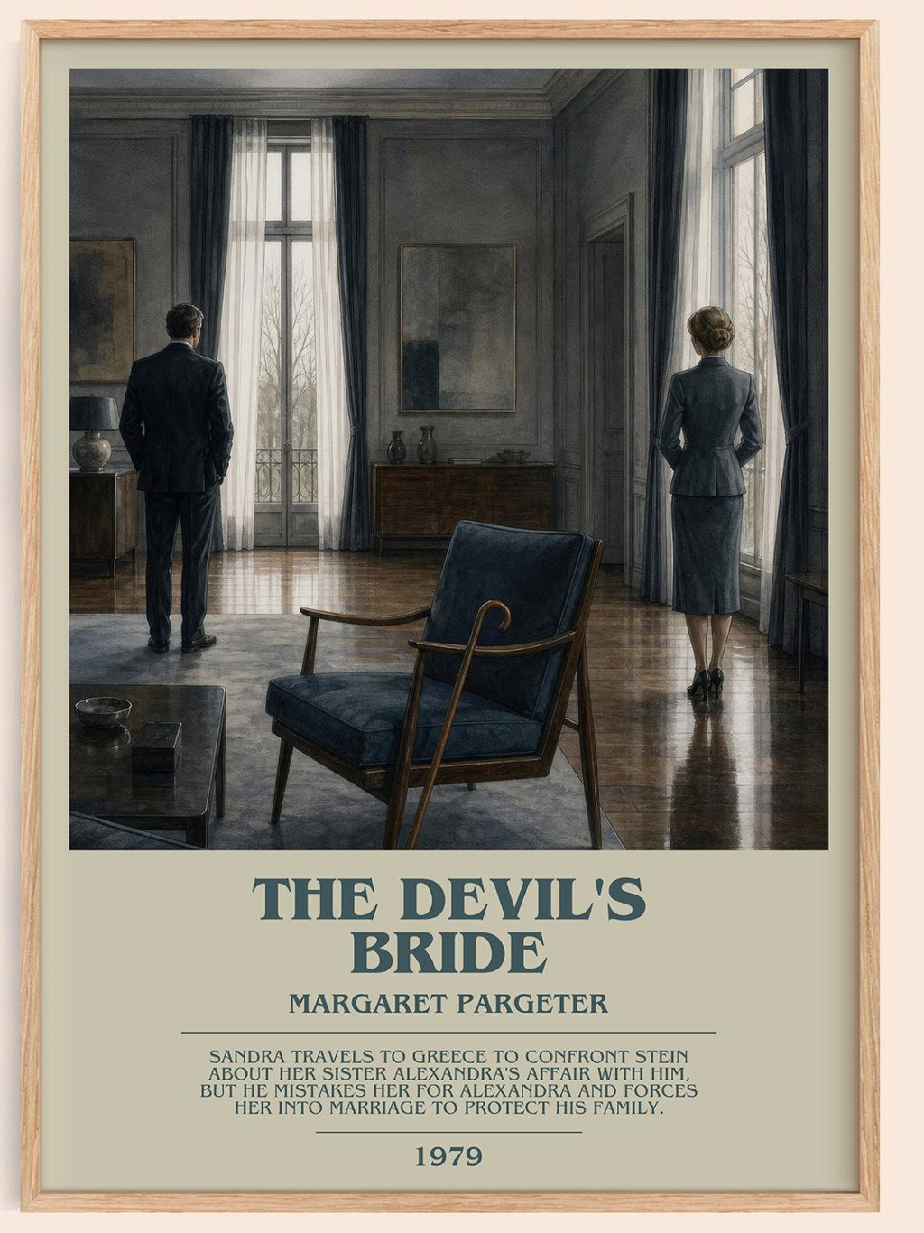 The Devil's Bride bookish book poster by Margaret Pargeter – framed literary art print