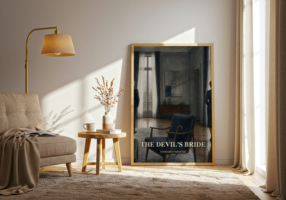 The Devil's Bride watercolour print in frame leaning in hallway – romance wall art