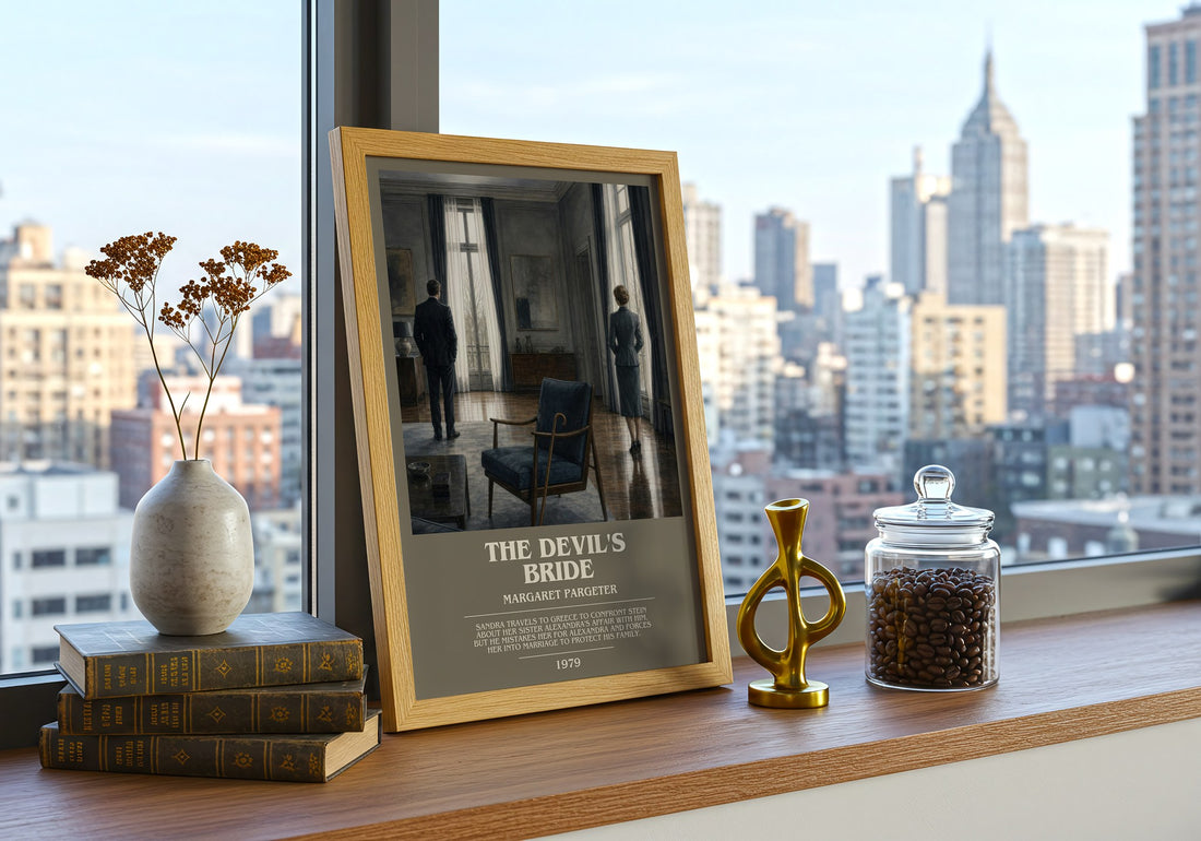 The Devil's Bride bookish print framed by window – literary home decor