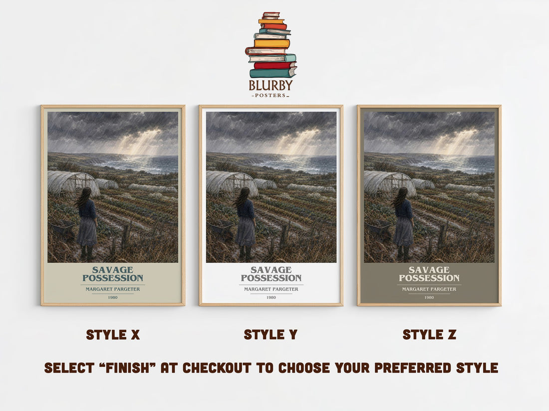 Savage possession book cover print in frame leaning in hallway – romance wall art (mockup)