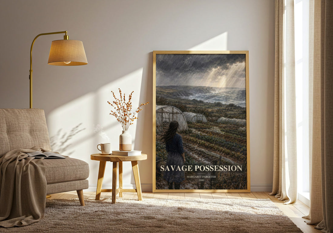 Savage possession watercolour print in frame leaning in hallway – romance wall art