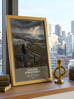 Savage possession book cover print framed by window – literary home decor