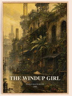 The Windup Girl watercolour book poster by Paolo Bacigalupi – framed literary art print