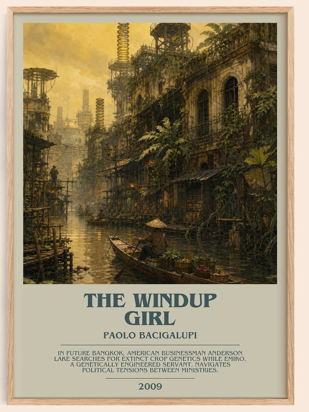 The Windup Girl bookish book poster by Paolo Bacigalupi – framed literary art print