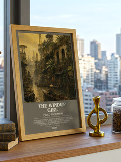 The Windup Girl bookish print framed by window – literary home decor
