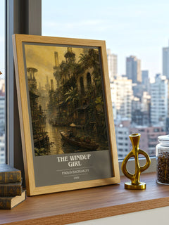 The Windup Girl book cover print framed by window – literary home decor