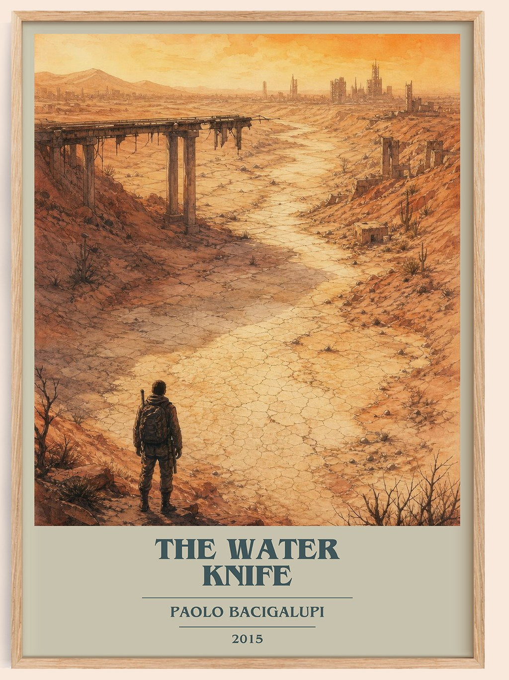 The Water Knife book cover book poster by Paolo Bacigalupi – framed literary art print