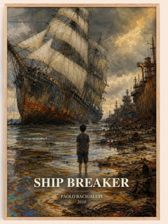 Ship breaker watercolour book poster by Paolo Bacigalupi – framed literary art print