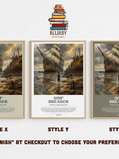 Ship breaker bookish print in frame leaning in hallway – dystopian wall art