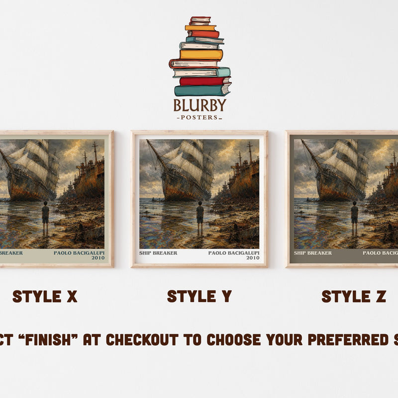 Ship breaker literary print in frame leaning in hallway – dystopian wall art